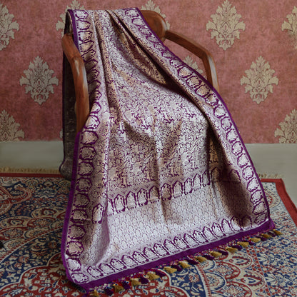 Purple Banarasi Shikargah dupatta