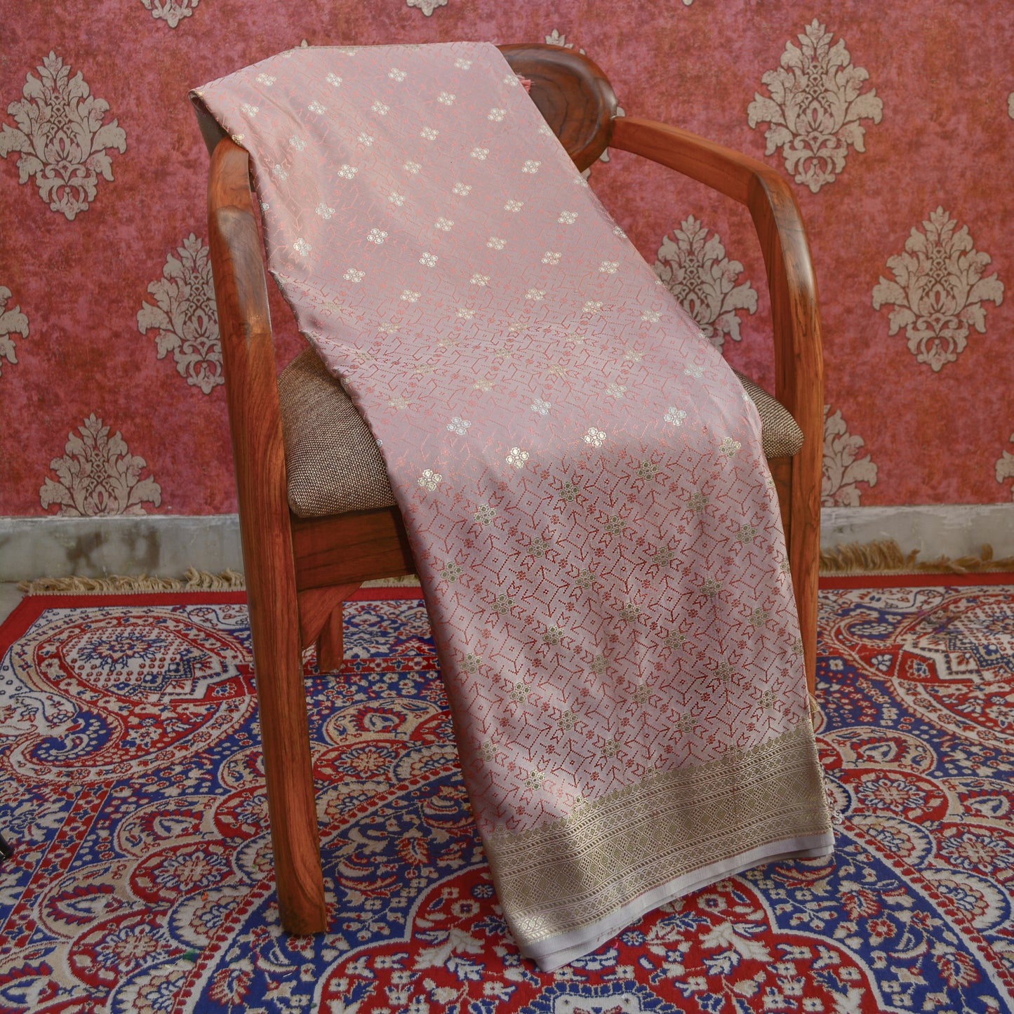 Peach mashru silk saree