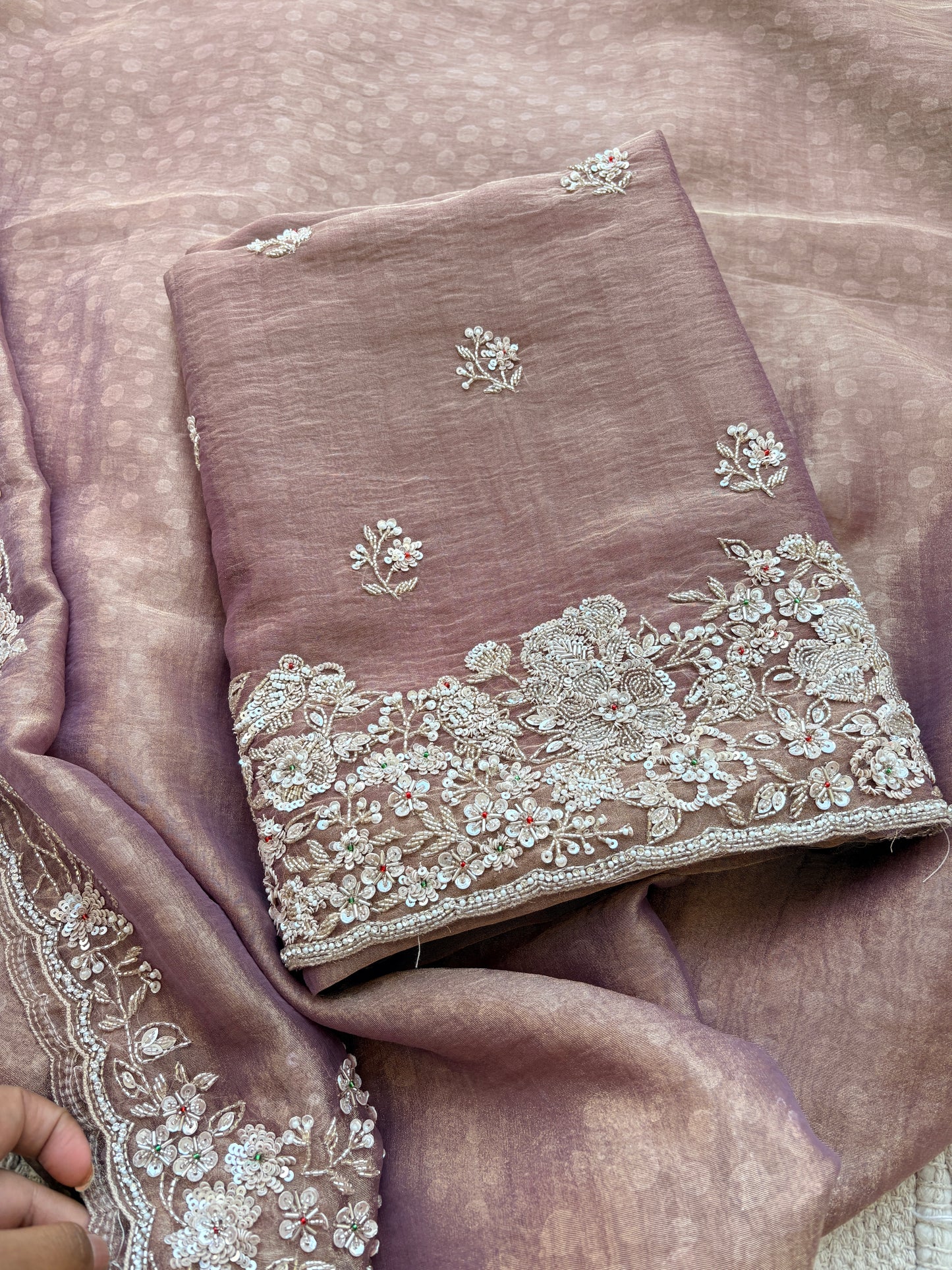 Pink handwork exclusive embroidered suit set