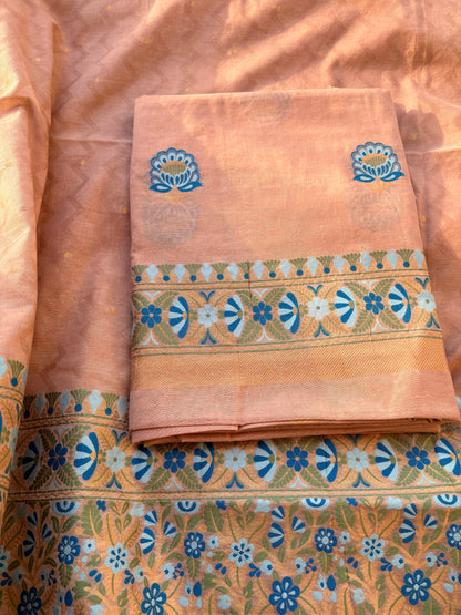 Nude Chanderi Resham Zari weaving suit set