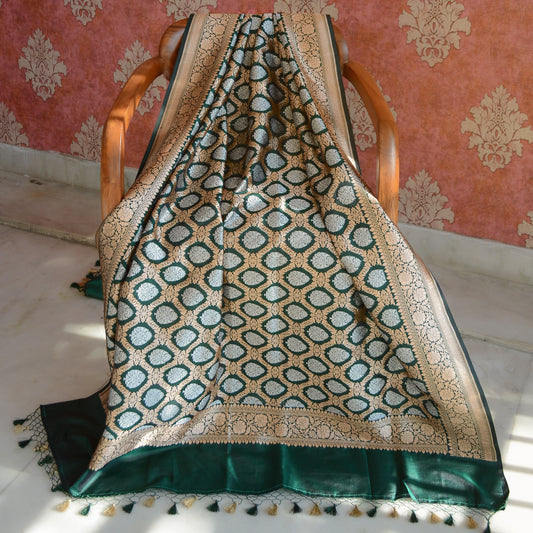 Green katan silk kadhwa dupatta