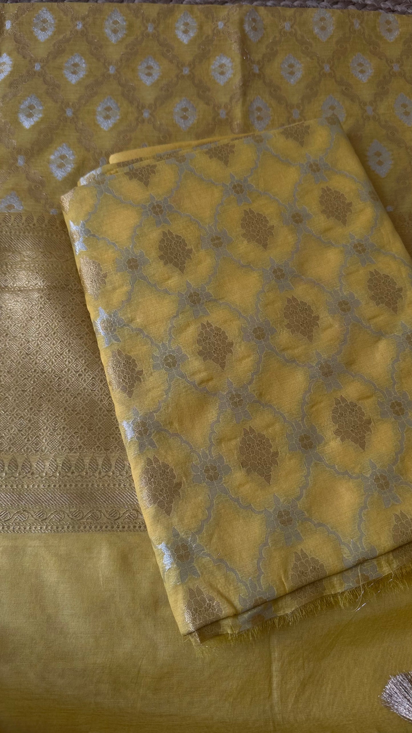 Yellow Chanderi cotton 3 pieces suit