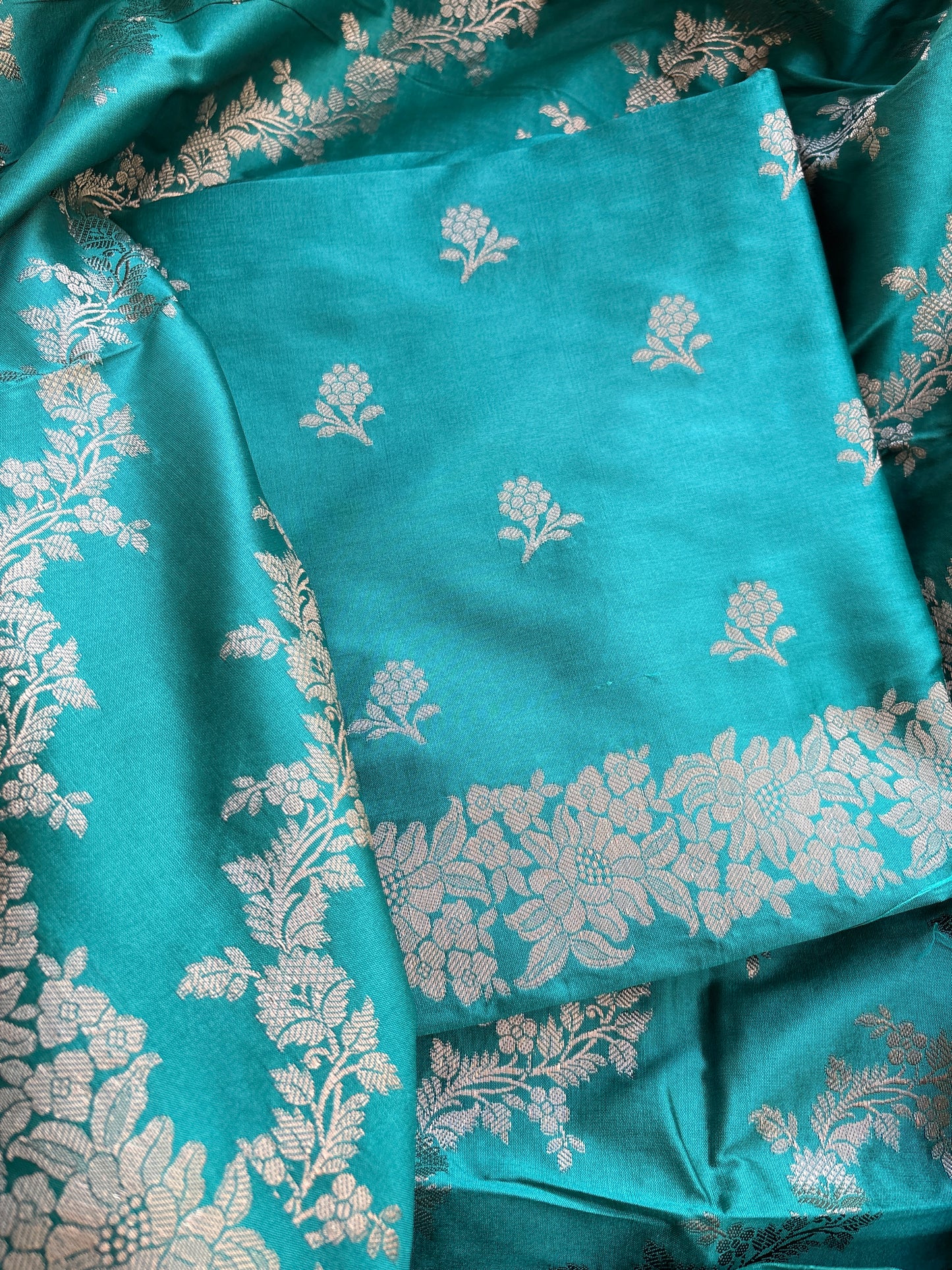 Blue premium silk 3 piece suit set