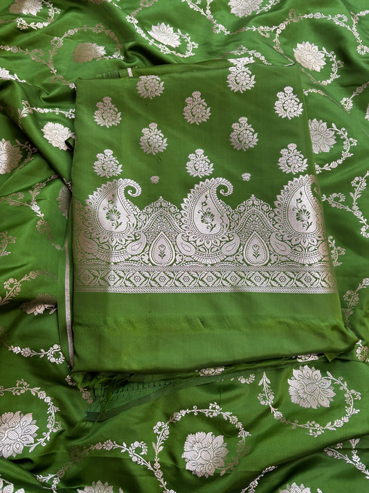 Green mashru silk 3 piece suit set