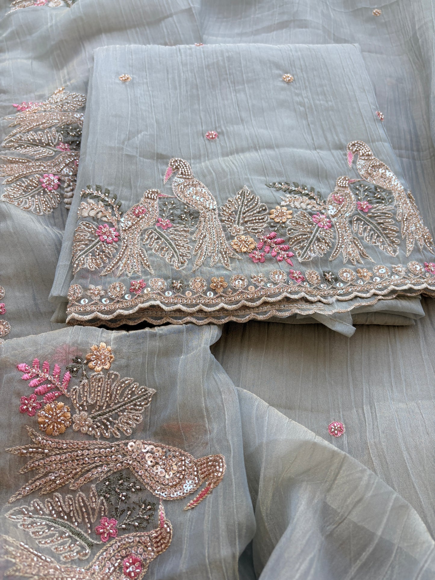 Sea blue hand embroidered Suit set