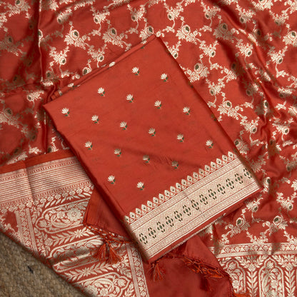 Rust mulberry silk suit set