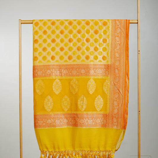 Yellow Pure Khaddi georgette dupatta