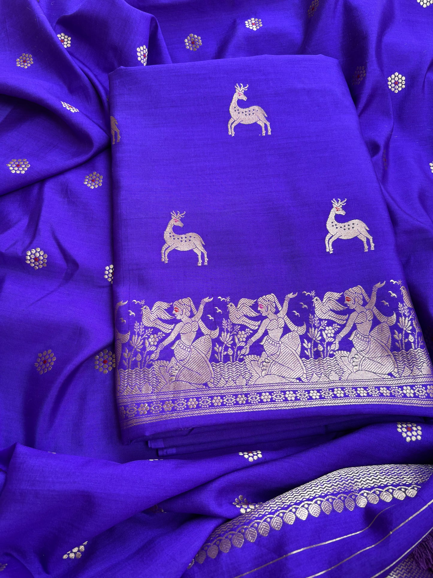Purple Chiniya silk 3 piece suit set