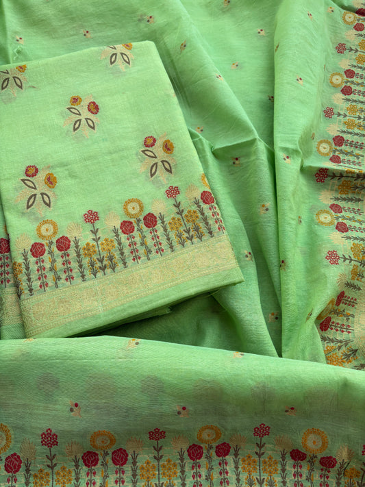 Green Chanderi meenadar suit set