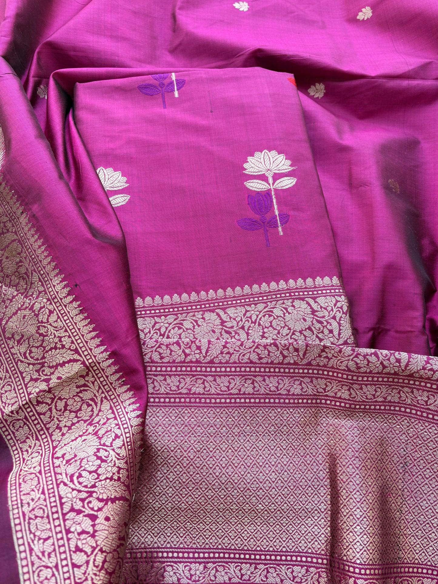 Magenta katan by katan silk suit set