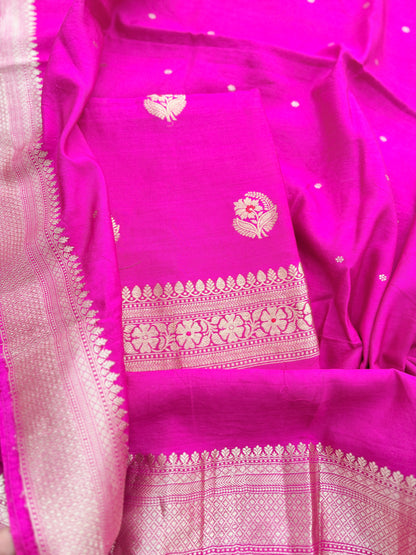 Pink Chiniya silk 3 piece suit