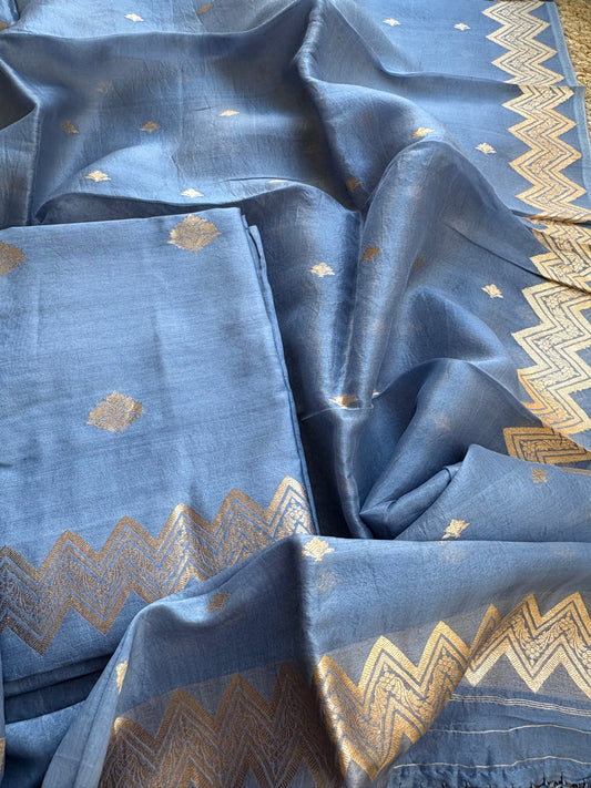 Blue grey Chiniya kora suit set