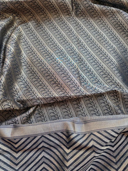 Black Chanderi cotton tissue suit set