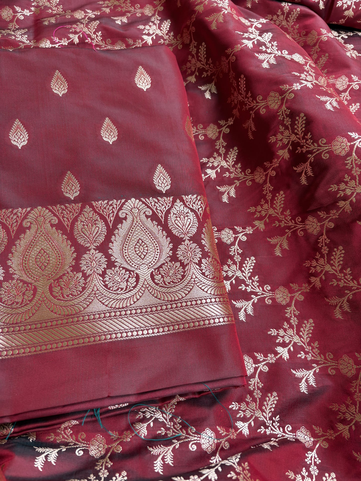 Maroon mashru silk suit set