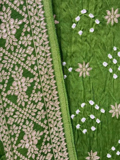 Green bandhani suit set