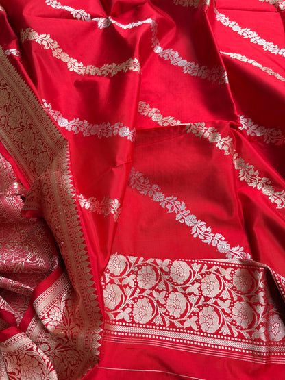 Red katan silk kadhwa dupatta
