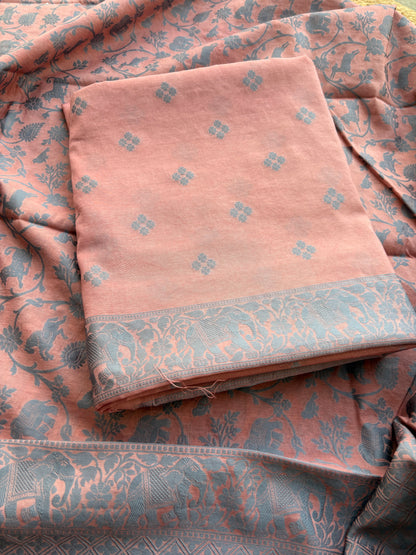 Peach weaving shikargah suit set
