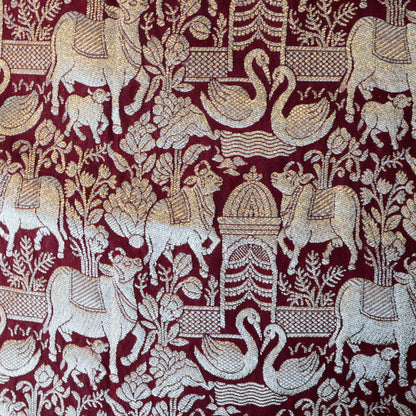 Maroon Banrasi silk shikargah dupatta