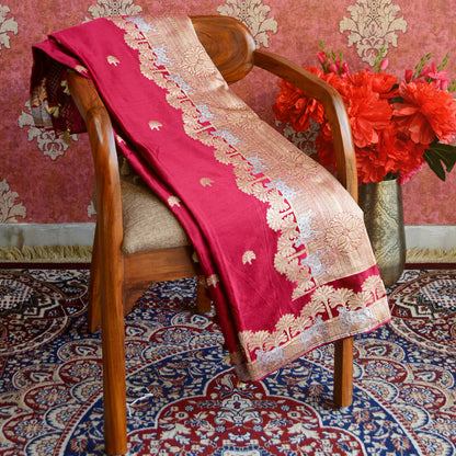 Deep Maroon Mashru Silk Saree