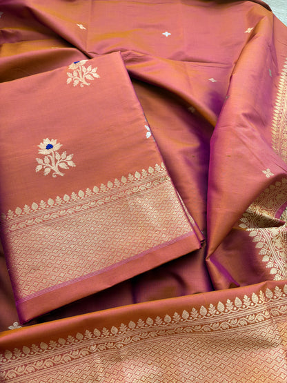 Rust katan by katan silk kadhwa suit set