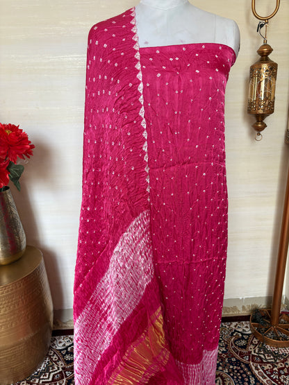 Pink bandhani suit set