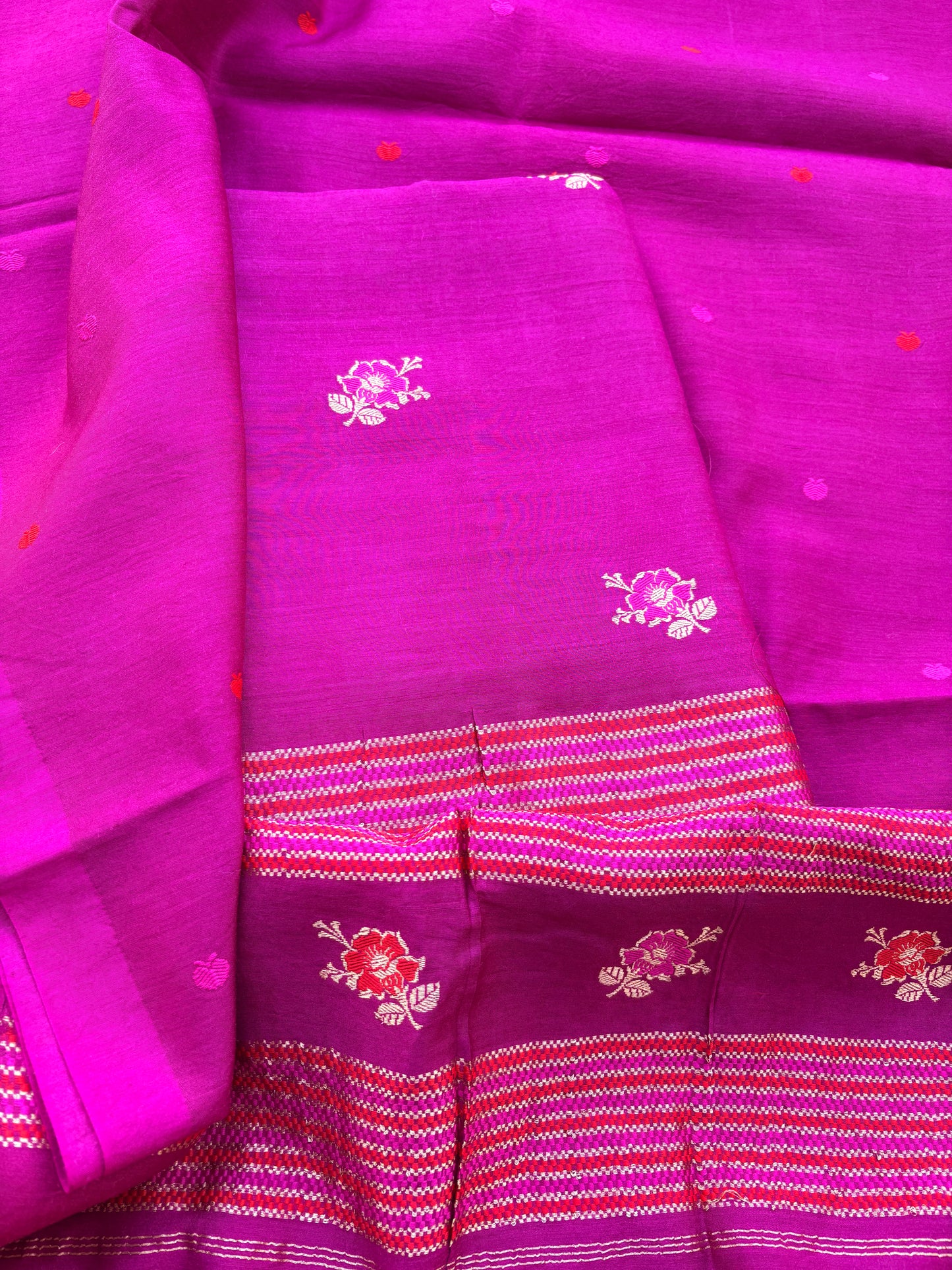 Magenta moonga silk suit set