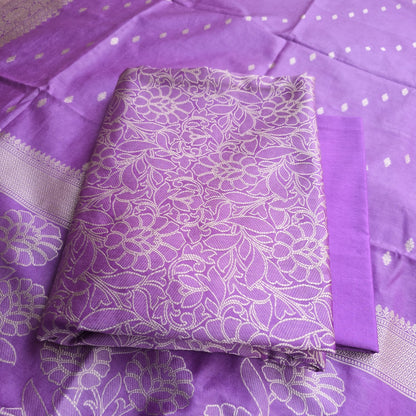 Purple premium cotton 3 pieces weaving suit.