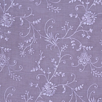 Lavender embroidered mul Chanderi suit set