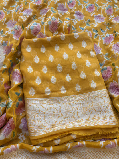 Mustard Khaddi georgette suit set