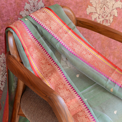 Green kora tissue dupatta