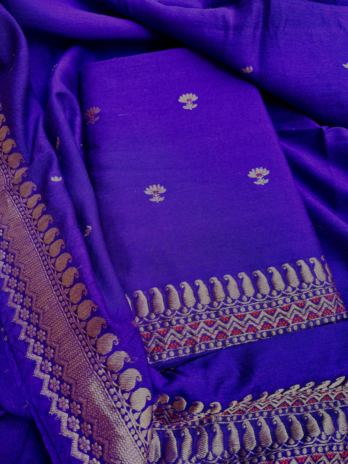 Purple moonga silk 3 piece suit set