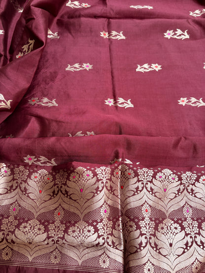 Maroon pure silk kadhwa suit set