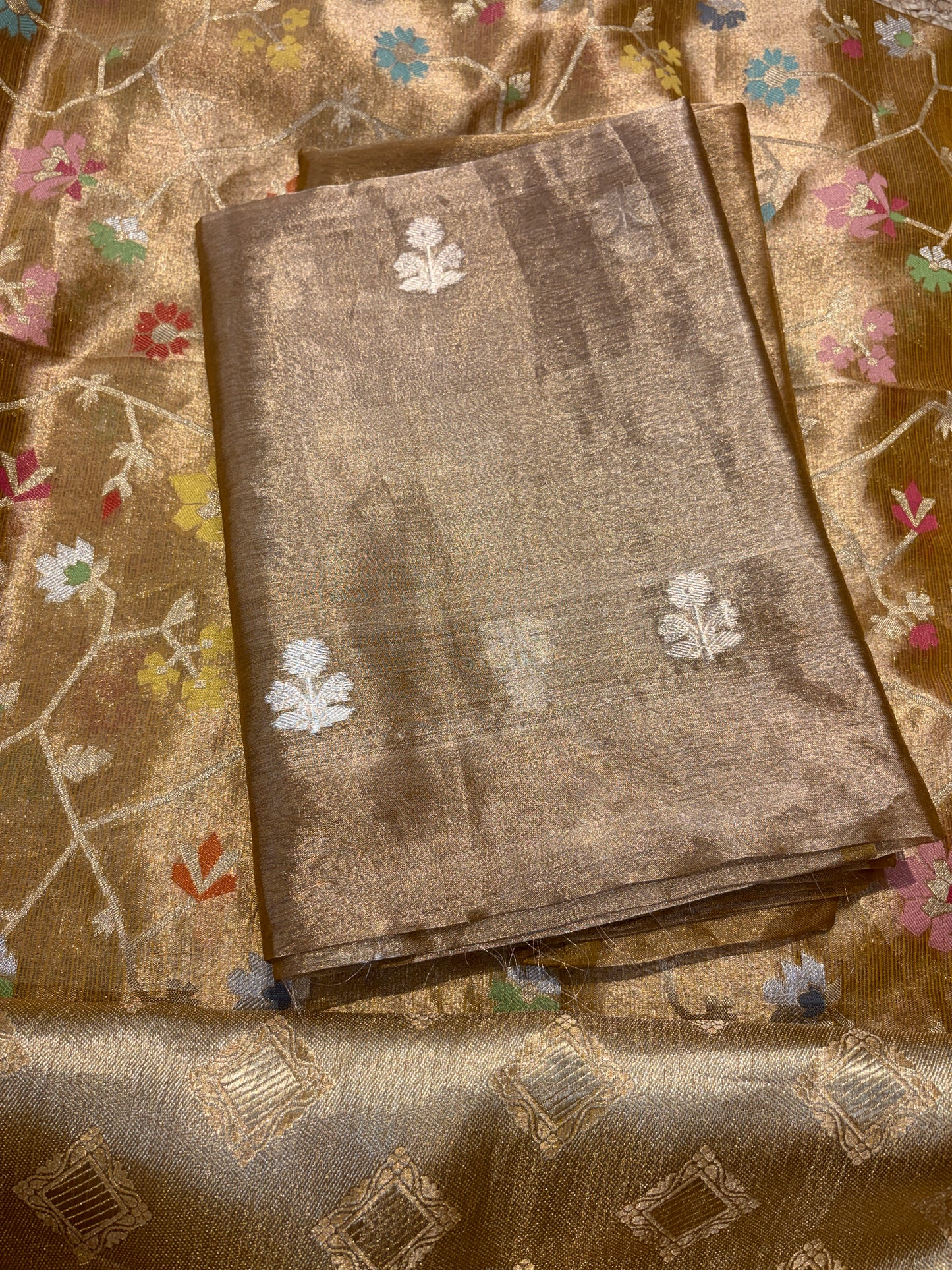 Mustard tissue kadhwa suit set