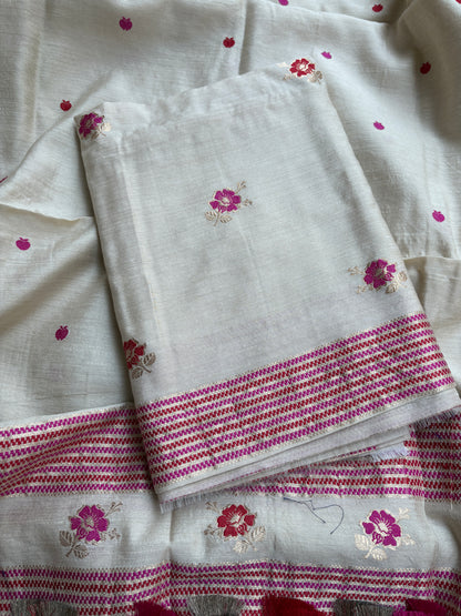 Cream moonga silk meenadar suit set