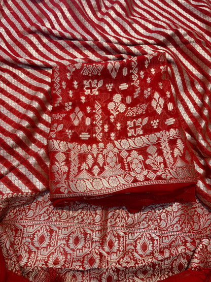 Red Khaddi georgette suit set