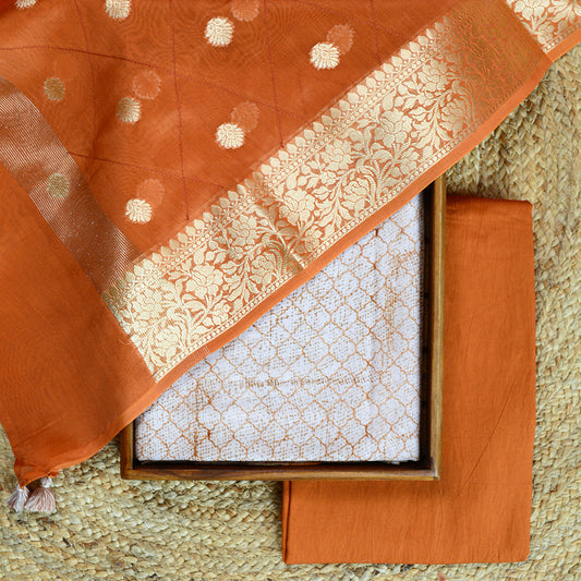 Cream tye and dye kurta with chanderi silk dupatta