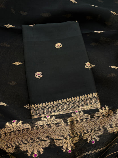 Black Chiniya kora suit set
