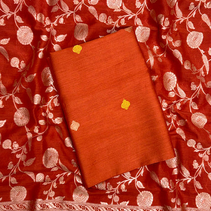 Rust moonga silk suit with meenadar dupatta