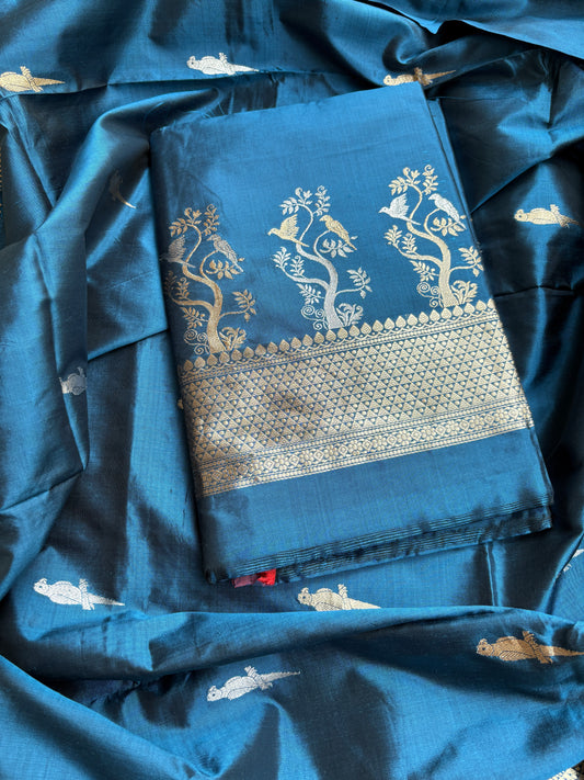 Blue katan by katan kadhwa silk suit set