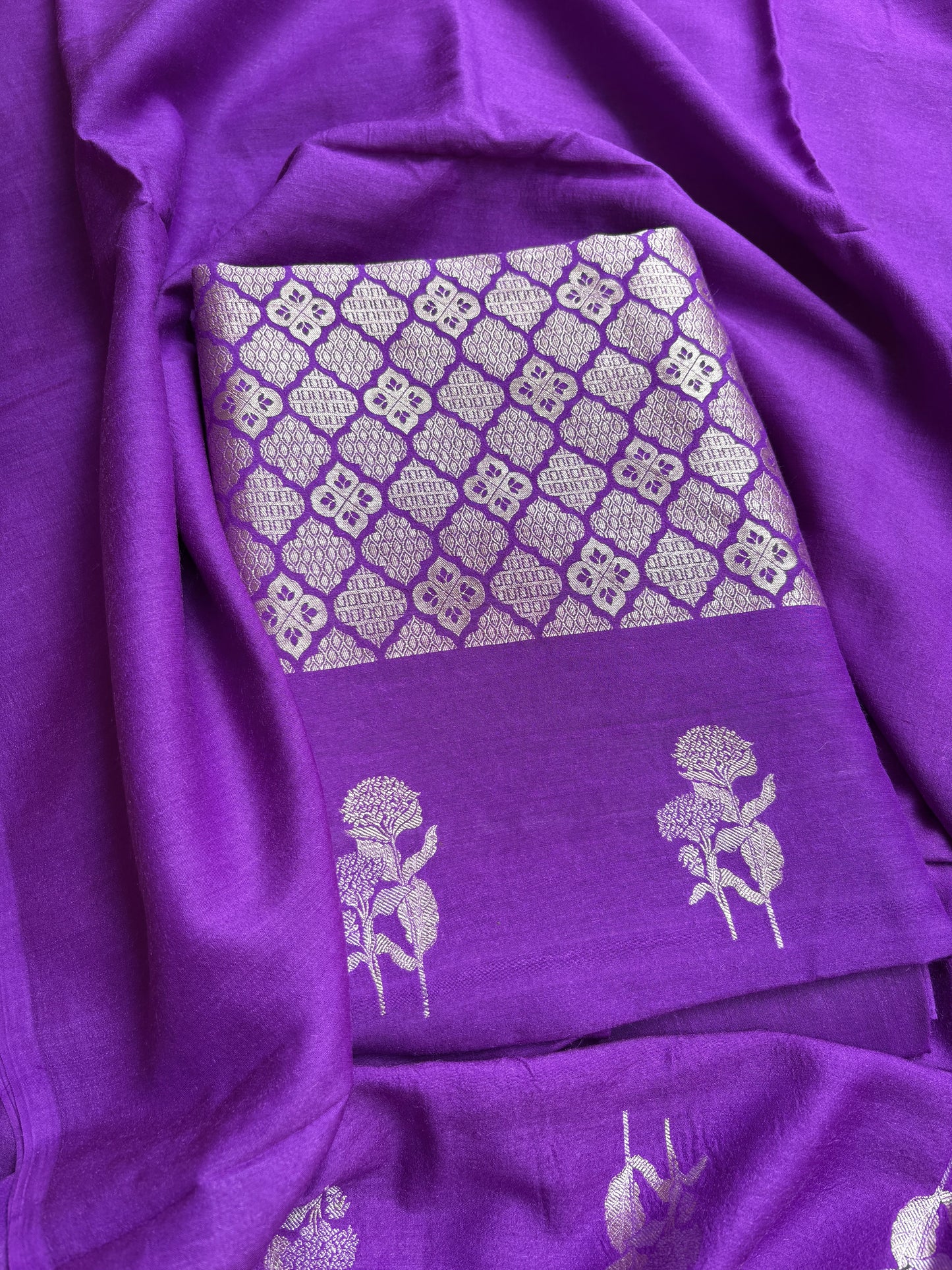 Purple moonga silk suit set
