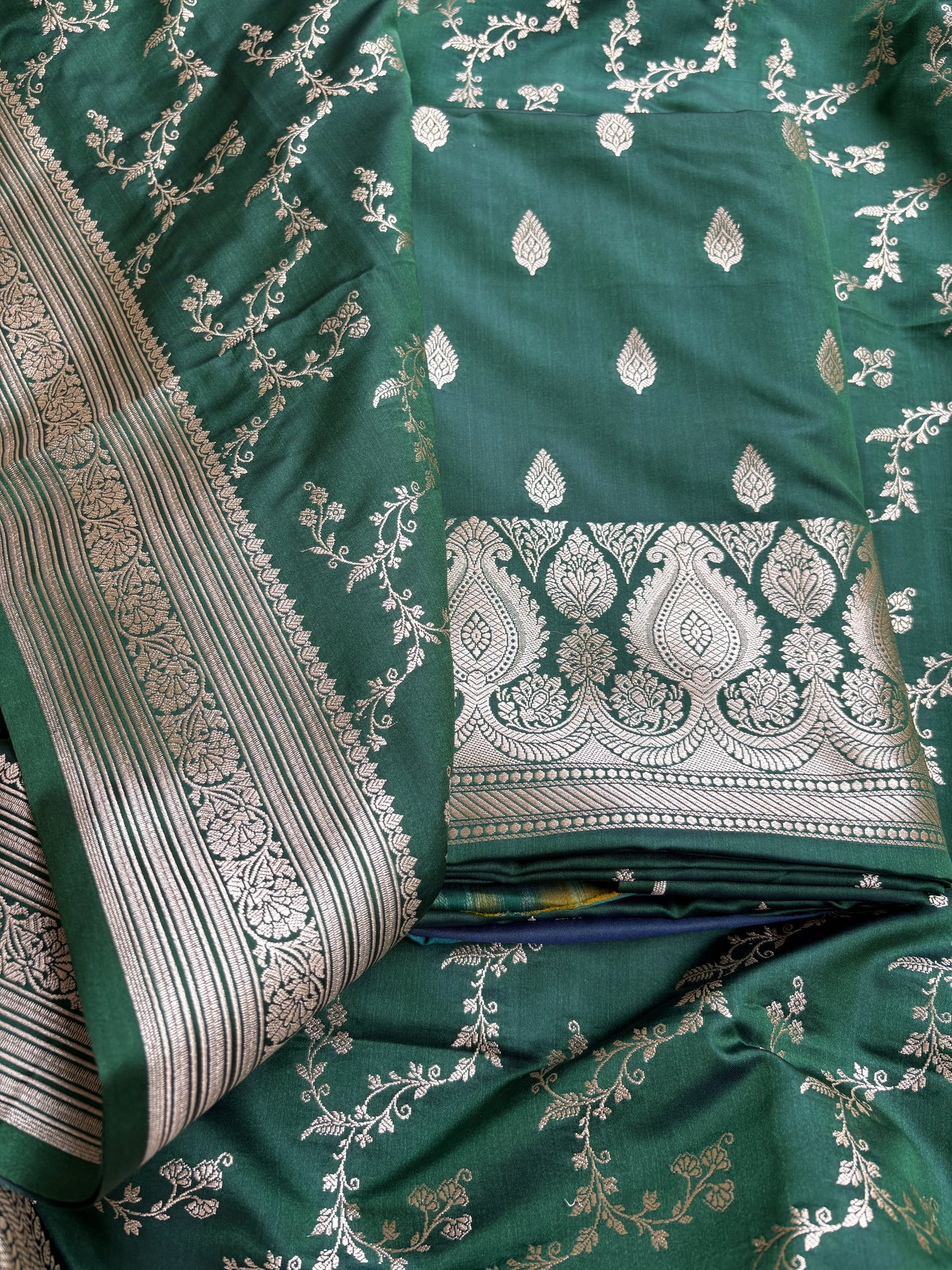 Green mashru silk suit set