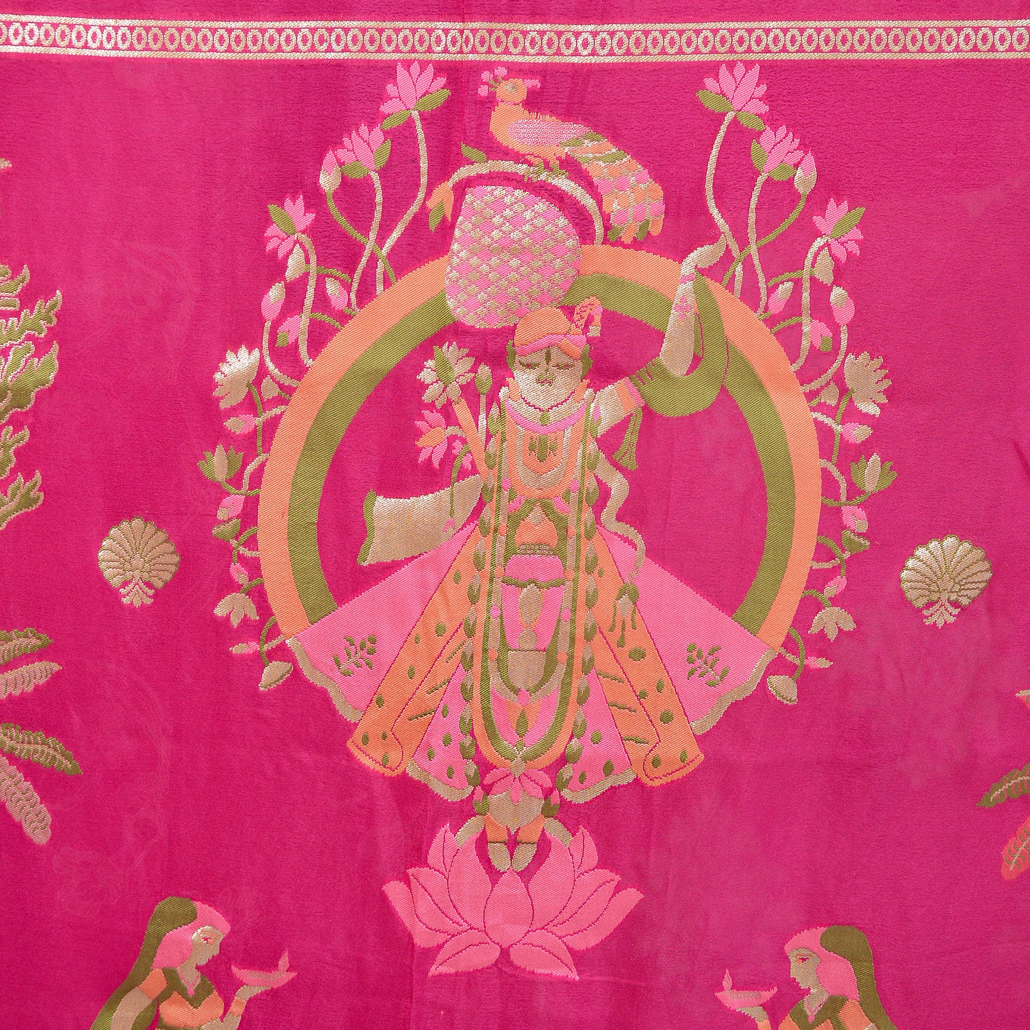 Pink Khaddi georgette handwoven dupatta
