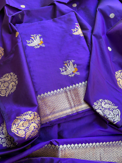Purple katan by katan silk kadhwa suit set