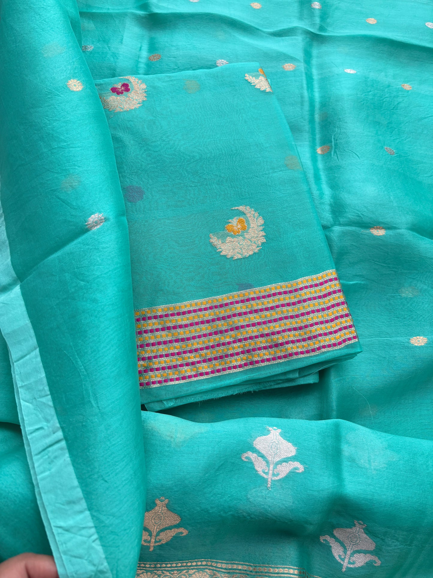 Blue Chiniya kora suit set