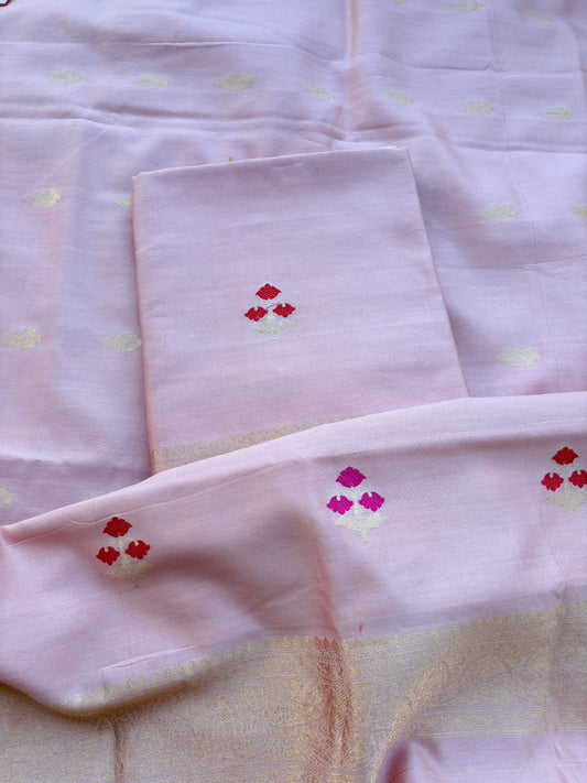 Pink Chiniya silk 3 piece suit set