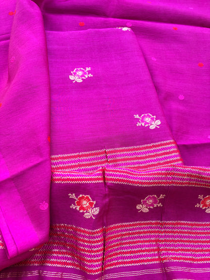 Magenta moonga silk suit set