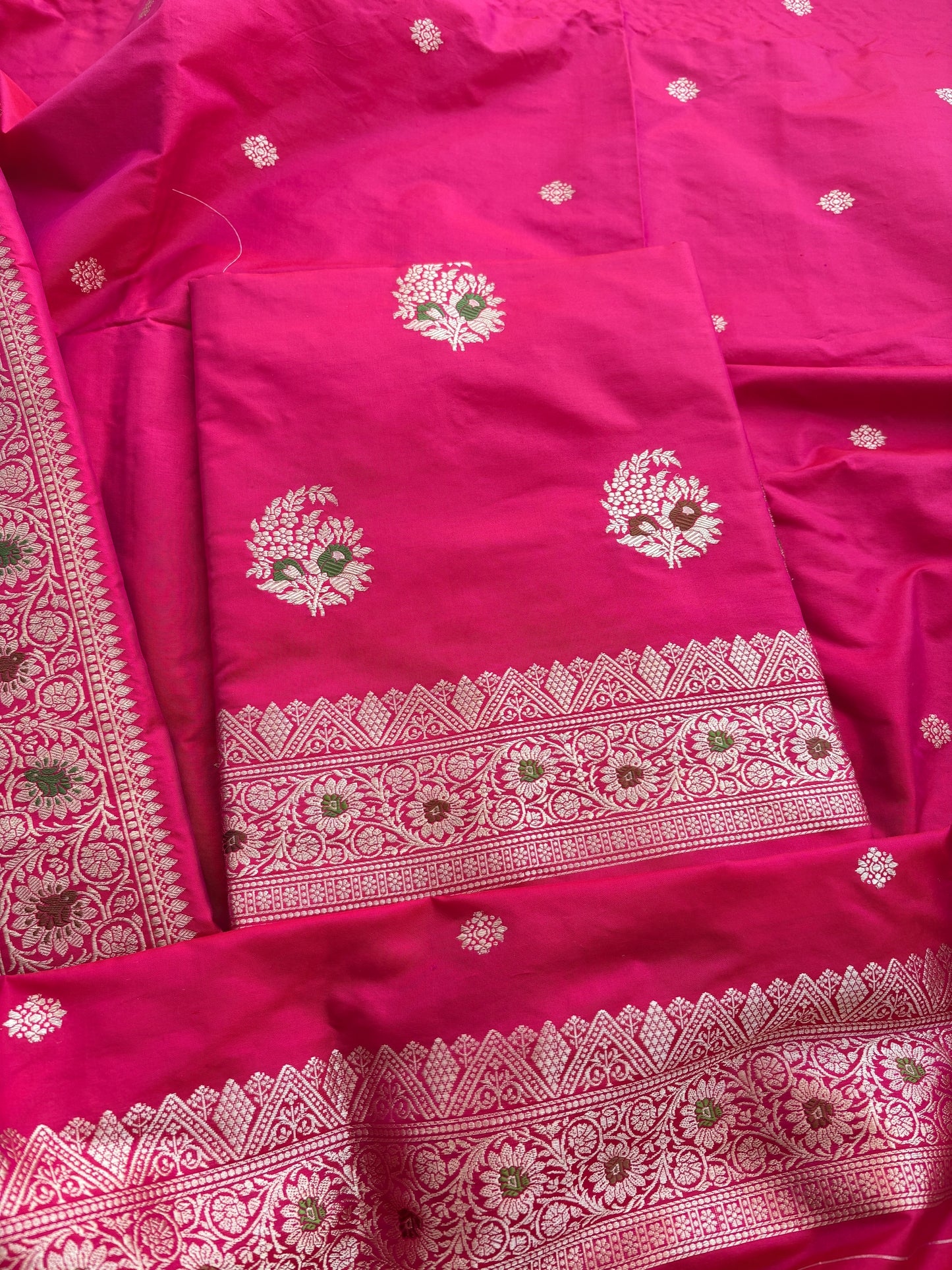 Pink katan by Katan silk kadhwa suit set