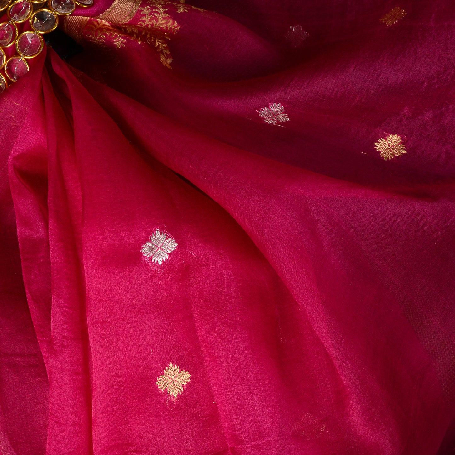 Pink shaded kora silk saree