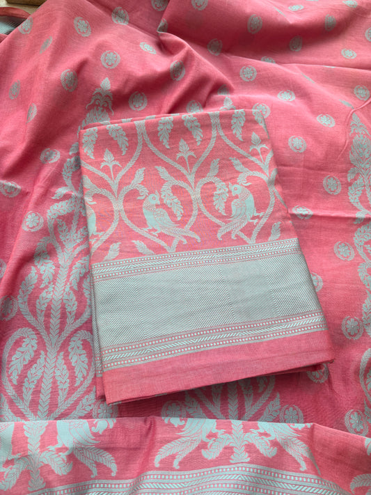 Peach Resham weaving Chanderi suit set