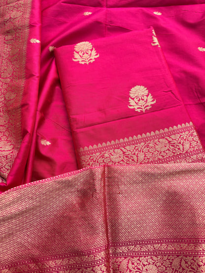 Pink katan by katan kadhwa silk suit set